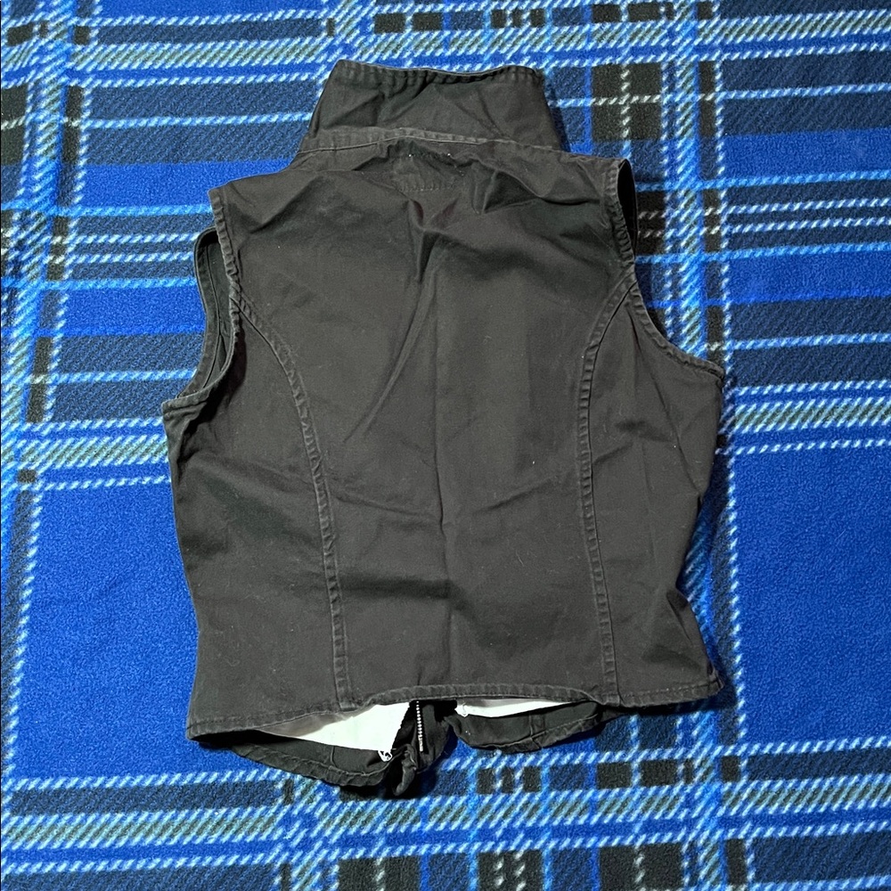 Vintage 90s Sienna Blues Black Vest - Size M - Picture 6 of 8